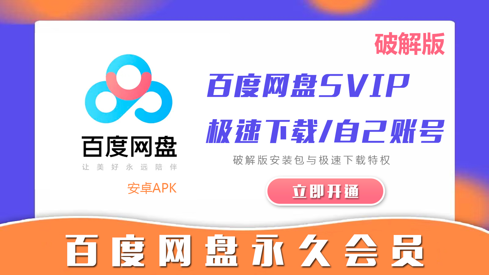 百度网盘破解版.apk | 永久免费稳定SVIP 永久会员 | 下载就能用 无需任何操作 | 不限速 跑满宽带 | 原账号登录 | 仅限安卓手机